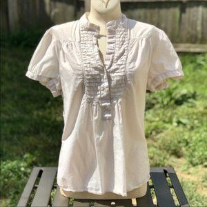 GAP short sleeve button front off white top